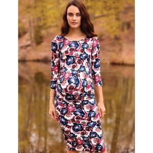 Isabella Oliver for A Pea in the Pod pink floral 3/4 sleeve dress. US Sz 8 NWT